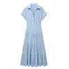Comercio exterior al por mayor verano nuevo estilo europeo y americano bordado hueco camisa vestido largo 7946528