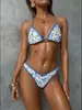 2027 Caliente Nuevo Europeo Americano AliExpress Floral Dividido Traje de Baño Mujer Halter Atado Bikini Huludao Ropa de Baño