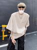 Camiseta masculina de duas peças, estilo americano, estilo high street, da moda, plumpty shuai, frito, desconstruído, com design de nicho, ombreira, manga curta, roupa de verão