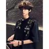 Camiseta Unisex de Manga Corta con Bordado Floral de Peso Pesado, Estilo Americano, Marca de Moda de Lujo, Top Holgado de Verano, Moda para Parejas