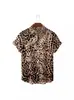 Camisa hawaiana transfronteriza impresión 3D patrón de leopardo elástica en cuatro direcciones cómoda casual manga corta suministro directo de fábrica