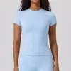 Camiseta de Yoga Versátil de Manga Curta com Gola Redonda de Secagem Rápida Transfronteiriça para Corrida ao Ar Livre, Esportes, Fitness, Modeladora
