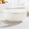 Cuenco de Cerámica Simple de Lujo Ligero Jingdezhen Hueso de China Hogareño Cerámico para Comedor Cuenco Grande para Sopa Cuenco para Fideos