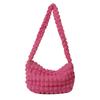 Estilo coreano fresco estilo ocidental cor sólida bolsa de ombro simples feminina 2023 início do outono nova bolsa xadrez bolha casual