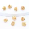 Banho de Ouro 14K Cor Fixa Estilo Coreano Bola de Lã Flor de Primavera Espaçador Vazado Contas Soltas Acessórios Pulseira DIY Miçangas Atacado
