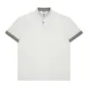 Camiseta Masculina Casual de Manga Curta Marca Tendência Europeia e Americana INS Color Block Gola Alta Gola Meio Aberta Esportiva Top de Verão