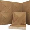 Paneles Absorbentes de Sonido para Comercio Exterior Transfronterizo Impresión UV Estéreo 3D Veta de Madera Paneles Absorbentes de Fibra de Poliéster Rejilla Reductora de Ruido Absorbente Pegatinas de Pared