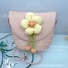 Bolsa de Concha Hecha a Mano con Flores de Dibujos Animados Transfronteriza, Bolsa Tejida de Girasol para Niños, Bolso de Paja Casual para Hombro de Viaje