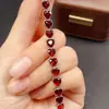 Pulseira de Granadas Naturais Transfronteiriça Amazon S925 Prata Pedra Principal 5*5 Joias de Luxo Venda Direta da Fábrica