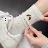 Meias de Cano Médio Sem Costura com Bordado Original Estilo Coreano de Início de Primavera, Tema Cachorro, Meias de Cano Médio Tendência Desenho Animado para Mulheres