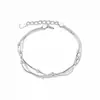 Plata de Ley S925 Cadena Hueso de Serpiente de Tres Capas Pulsera de Cuentas de Transferencia de Lujo Ligero de Gama Alta para Mujer Pulsera de Cuentas de Plata Simple y de Moda Venta al por Mayor