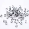 Cuentas cuadradas de letras inglesas de 6*6 mm acrílico plateado más cuentas negras cuentas sueltas cuentas hechas a mano accesorios de joyería DIY