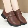 Zapatos de Madre de Cuero Suave y Suela Suave Nuevos Zapatos Casuales de Cuero para Primavera y Otoño para Pies Anchos y Empeine Alto Zapatos para Mujer de Edad Media y Mayor Zapatos Cómodos para Mujer