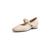 Estilo Artístico Vintage Piel Genuina Color Pulido Punta Redonda Tacón Bajo Mary Jane Zapatos de Mujer Nuevos Morados Elegantes de Tacón Grueso de Una Sola Capa para Mujer
