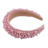 Diadema de perlas de lujo europea y americana, pasador de pelo, diadema de red para la parte superior de la cabeza, diadema roja para el cabello, presión lateral ancha, industria pesada exagerada, para mujer, venta al por mayor