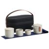 Juego de té de viaje, ideal para llevar en una taza exprés, una tetera, cuatro tazas, para reuniones anuales, vacaciones, negocios, regalo de acompañamiento, juego de té portátil para exteriores, regalos.