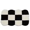 Alfombra Minimalista de Cachemira Negra y Blanca para Mesita de Noche de Dormitorio, Felpudo de Terciopelo Absorbente Antideslizante para Baño, Alfombra para Entrada