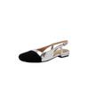 Sandalias básicas versátiles de primavera y verano 2024, punta cuadrada plana, gamuza de piel de vaca, costuras, punta cerrada, talón abierto, para mujer, talla 42 extra grande