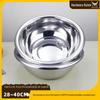 Bacia multiuso de aço inoxidável para casa, borda invertida grande, não magnética, 201 espessa, borda larga, para lavar louça, 28-40 cm