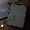 2026 Novo Suéter Masculino de Gola Redonda para Outono e Inverno Camisa Casual de Cashmere Camada Base