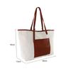 Bolsa de Compras Gruesa de Poliéster-Algodón, Bolso de Playa Europeo y Americano, Bolso de Hombro de PU, Bolso de Mano de Cuero Patchwork para Mujer, Bolso Tote de Lona, Hecho a Medida