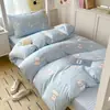Paquete listo para mudarse~ Juego de tres piezas de ropa de cama de algodón para dormitorio universitario, juego de seis piezas de algodón puro con estampado INS para literas de 0.9m