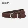 Cinturón Retro de Gamuza Escarchada Estilo Coreano de Gama Alta para Mujer Cuero Genuino Casual con Hebilla de Pin Versátil Cinturón de Vestir para Mujer