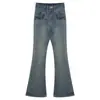 Jeans Micro-Flare Retrô para Mulheres, Novo Estilo de Verão, Cintura Alta, Design Emagrecedor, Elástico, Justo, Calças de Comprimento Total