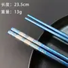 Pauzinhos de Titânio Puro, Pauzinhos Redondos Estilo Chinês Céu e Terra, Artesanato de Titânio Cor Flor de Gelo, Portáteis para Acampamento ao Ar Livre, Refeição Individual, Um Pauzinho por Pessoa