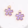 Versión Coreana Aleación Goteo de Aceite Hecho a Mano con Cuentas Material Gargantilla Pulsera Collar Flor de Cerezo Rosa Colgante Pequeño Accesorio de Joyería DIY