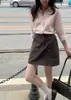 Camisa rosa claro com proteção solar para mulheres, top fino de manga longa para verão e outono, jaqueta cardigã, estilo coreano, adequado para ir ao trabalho, branco