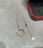 Colar Corrente de Unha Versão de Luxo Cartier com Diamantes nas Pontas, Banhado a Ouro V com Ouro 18K, Estilo Versátil de Luxo Leve, Colar Corrente de Unha Totalmente Diamantado em Ouro Rosa