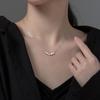 S925 Colar de Prata Pequeno Feijão de Prata Curto Clavícula Cadeia Feijão Colar de Arroz Transportador Beads Ins Niche Jóias D0612