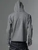 Chaqueta cárdigan con capucha y cremallera frontal de ajuste ceñido con estampado de notas musicales góticas y tótem de nicho original para hombres y mujeres