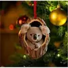 Natal Novo Tipo de Furo Guaxinim Decorações de Natal Enfeites para Árvore de Natal Impressão Plana 2D Acrílico Pequeno Pingente