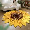 Manta de Veludo Cristal Flor de Girassol Transfronteiriça Avançada para Casa Sala de Estar Quarto Mesa de Café Tapete de Chão Resistente à Sujeira Antiderrapante Tapete Fresco