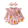 Amazon Halloween Nueva Camiseta-Sombrero para Niñas, Body de Bebé, Manga Larga, Falda Estampada de Calabaza, Todo en Uno
