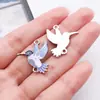 Pulsera de aleación con doble colgante de colibrí animal colorido más vendida transfronteriza, accesorio para pulsera con impresión de aceite y esmalte para DIY