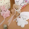 Colgante de Felpa de Dibujos Animados Lindo, Accesorio de Colgante para Bolso de Muñeca Conejo con Lazo de Encaje Estilo Lolita Femenino