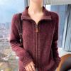 Cárdigan de Lana Virgen Pura Infrarrojo Vintage Florine con Cuello de Estilo Nuevo para Mujer, Chaqueta Gruesa Holgada de Manga Larga con Doble Cierre