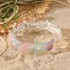 Pulseira Popular Colorida de Estrela do Mar e Concha Transfronteiriça com Decoração de Pérolas Temáticas do Oceano, Pulseira Fashionável de Estilo Criativo de Praia