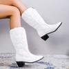 Botas Vaqueras Bordadas de Comercio Exterior 2022 Otoño e Invierno Europeas y Americanas de Punta Tacón Grueso Botas Altas Manga Botas de Caballero