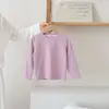 Camiseta Básica Lisa de Manga Larga para Niños Estilo Primavera y Otoño Unisex Niños Bebé Cuello Redondo Capa Base Suave y Excelente Suave y Lisa de Seda Top