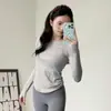 Ropa Deportiva Lu Mismo Estilo para Mujer Aspecto Adelgazante Cuello Redondo Secado Rápido Ropa de Yoga Profesional para Entrenamiento de Carrera Fitness Mangas Largas