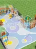 Brinquedos de Exterior para Jardim de Infância Estrutura de Escalada de Madeira Ponte Suspensa Tobogã de Treinamento Instalação Infantil Local Parque de Treinamento Sensorial