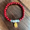 Pulsera de Cinabrio Natural de Bajo Contenido en Atracciones Turísticas, Arena Dorada Púrpura, Estilo Chino Regalos para Transmisiones en Vivo, Fabricantes Mayoristas Pueden Enviar en Nombre de Otros