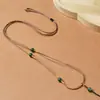 Cuerda de Cuero Trenzada Hecha a Mano Colgante de Oro Cuerda para Colgar Brújula de los Ocho Tesoros Cuerda Trenzada Colgante de Cabeza de Buda de Jade Cadena Estilo Simple