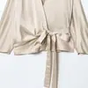 Para Comercio Exterior Europeo y Americano Transfronterizo Ropa de Mujer Aliexpress Más Vendida Moda de Verano Versátil Camisa de Doble Botonadura Decorada con Lazo
