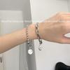 Ins Plata Sólida s925 Cadena Gruesa Cuentas Redondas Frijoles Pulsera Simple Redonda Marca Sueño Hecho Realidad para Hombres y Mujeres