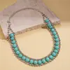 Cadena de Suéter Geométrica Redonda con Perlas de Resina Estilo Europeo y Americano con Pedrería, Moda Bohemia Retro Lujo Ligero Collar de Gama Alta
